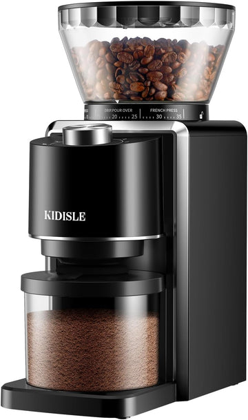 Conical Burr Coffee Bean Grinder, 35 Settings, Anti-Static, Black