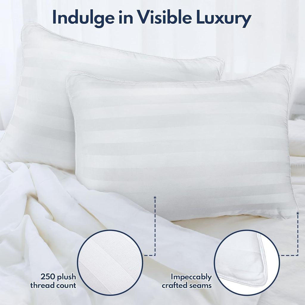 Pillows Queen Size Set of 2 Soft Bed Pillow for Sleeping Fluffy | Hotel Series Down Alternative Fill Pillow Ideal for