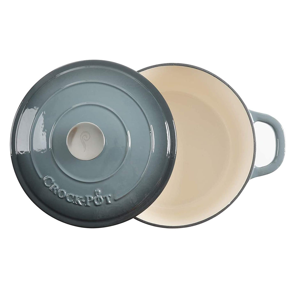 Artisan 7-Quart Round Enameled Cast Iron Dutch Oven - Slate Gray, Heavy-Duty Cookware for Slow Cooking, Baking