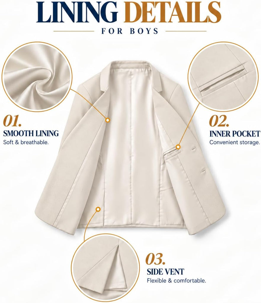 Boys Blazer 2 Buttons Kids Casual Sport Coat for Formal Prom Graduation