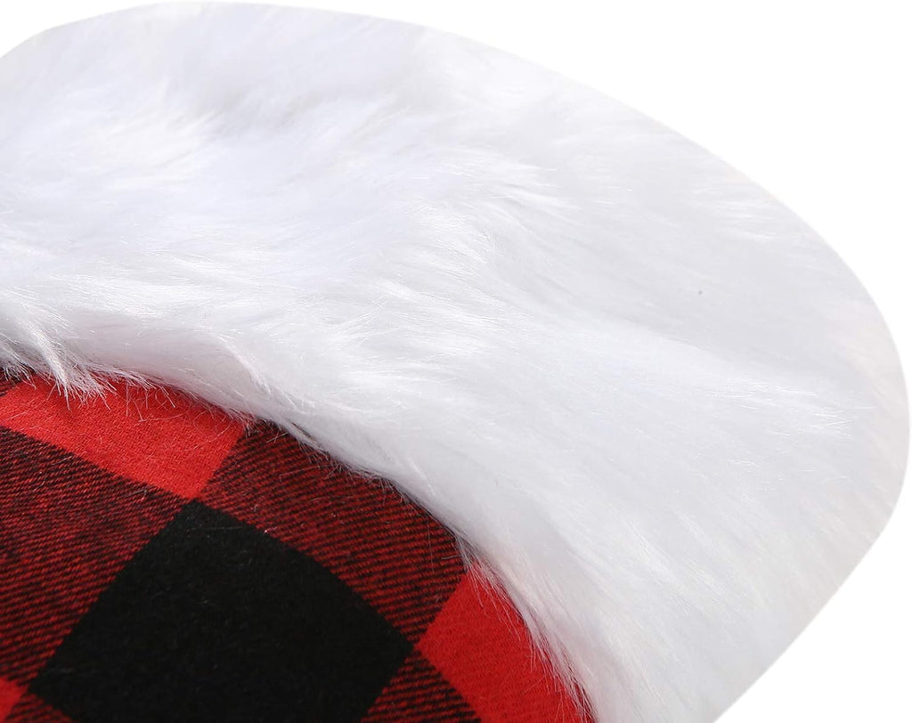 Buffalo Plaid Christmas Stockings,18 inches, Set of 4, Black and Red Plaid