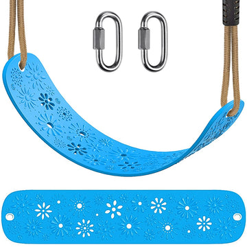 Heavy Duty Swing Seat with Adjustable Height Rope from 4.2ft to 6.7ft Playground Swing Seats for Kids and Adults Blue