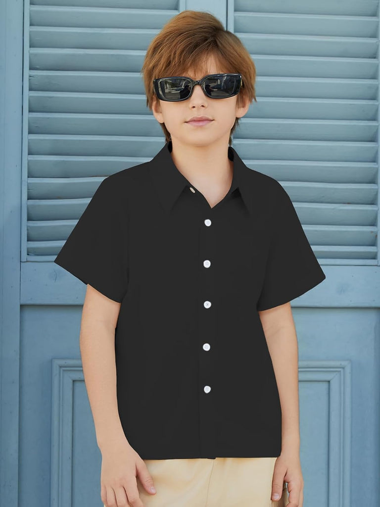 Boys Button Down Shirts Short Sleeve Formal Uniform