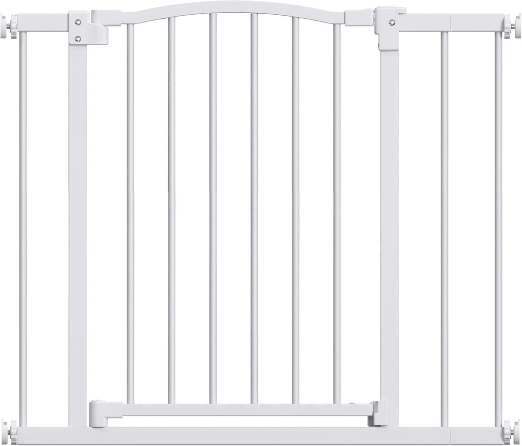 Great Gates Pet Gate - Durable Steel Gate for Stairs - Self-Closing Door & 2-Step Child Proof Lock - Wall-Friendly