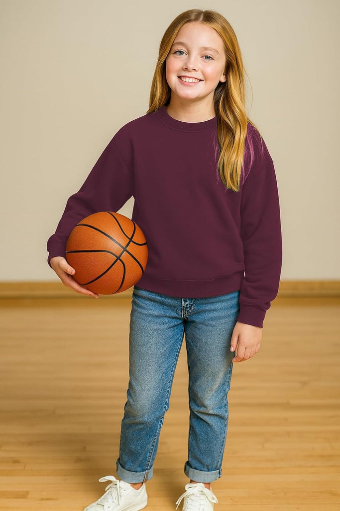 Girls Oversized Crewneck Sweatshirt - Heavy Blend Long Sleeves Pullover for Teen Girls