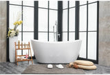 Indoor Modern 54 inch soaking double slipper bathtub in glossy white