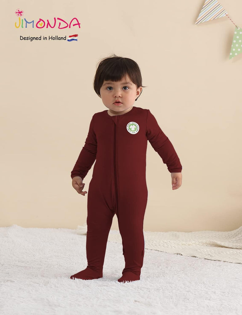 Baby Boy Footies Pajamas, Bamboo Rayon Romper Long Sleeve Sleepers