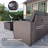 6-Piece Wicker Outdoor Patio Furniture Set | Grey for Patio, Garden & Porch