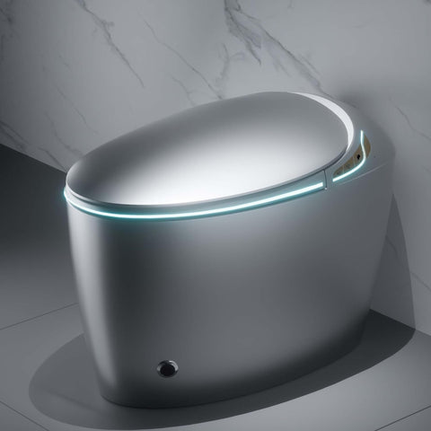 Grey Smart Toilet with Bidet Built In, Luxury Elongated Electric Toilet with Heated Seat&Foot Sensor