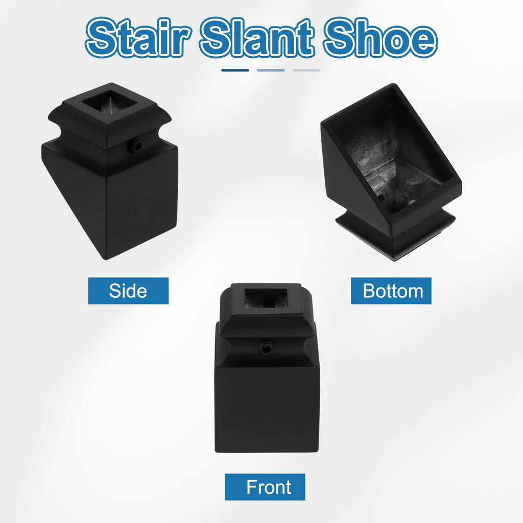 30 Pcs Stair Slant Shoes for 1/2" Square Baluster, Black