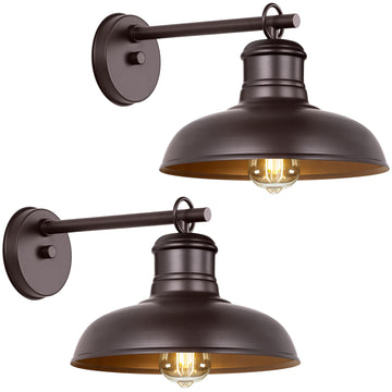 2-Pack Brown Wall Sconces, Farmhouse Exterior Barn Light Fixtures