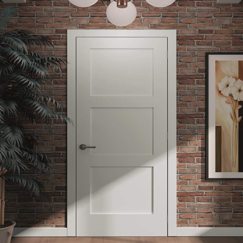 3-Panel Door, Interior Slab Shaker White (30x80)