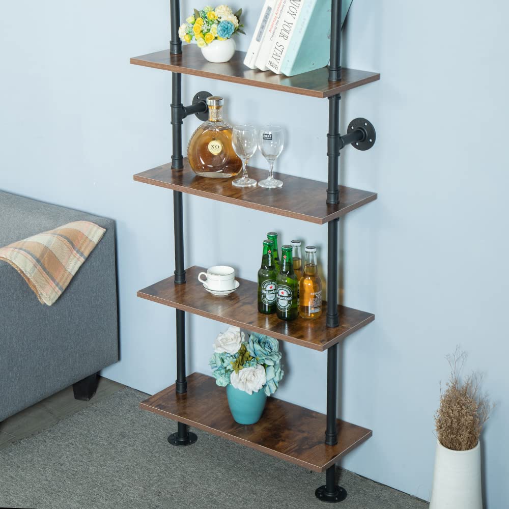 5 Tier 67inch Industrial Pipe Shelving, Shelves Shelf Rustic Tier Black in