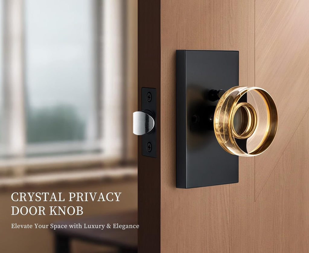Champagne Crystal Glass Passage Door Knob, Fixed 2-3/8" Backset