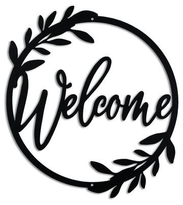 Metal Welcome Sign for Front Door - Large 13.5 inch Black Wall Decor - Indoor Outdoor Home Decor Perfect for Front
