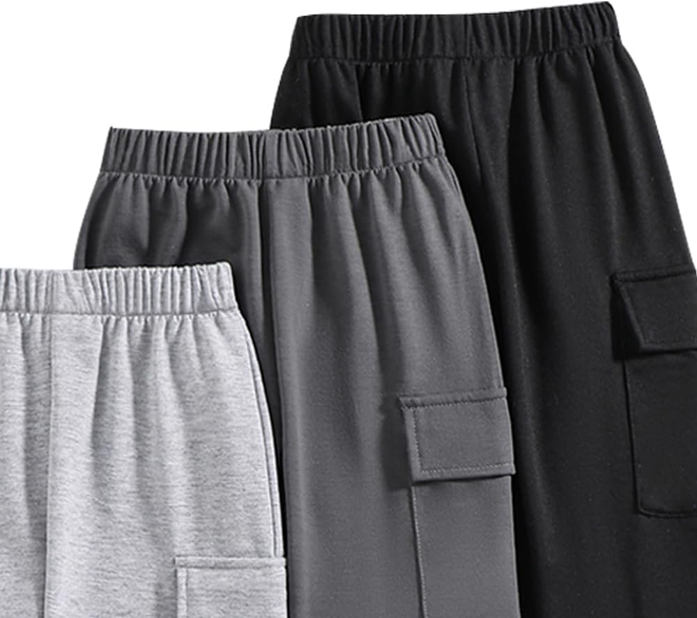 Boys Casual Pants-Solid Color Soft Trousers-Toddler Boys 3 Pack Sweatpants Set