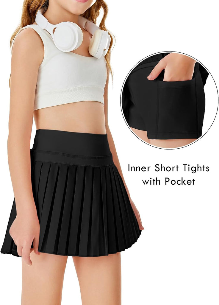 Girls Pleated Skirts with Shorts Athletic Tennis Skirt Skorts