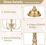 Candle Holders for Table Centerpiece: 2 Pcs 37 inch Tall 5 Arm Gold Candelabra Floor Standing Candlestick Holder for