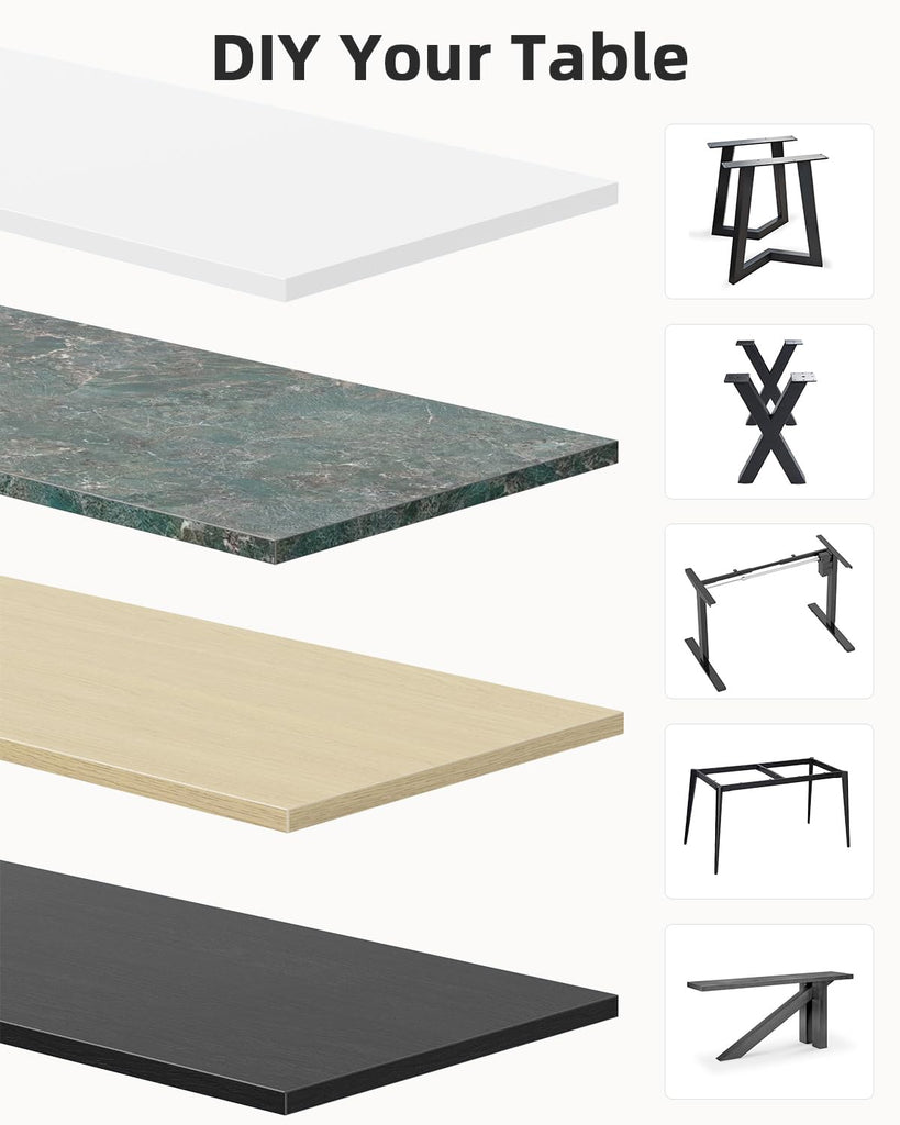 Universal 55 x 28 One-Piece Solid Wood Table Top, 1" Thick Desktop for Stand Up Height Adjustable Desk Frames, Home