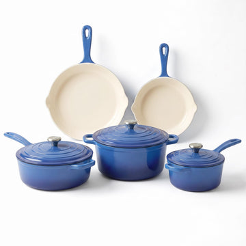 5-Piece Blue Enameled Cast Iron Cookware Set