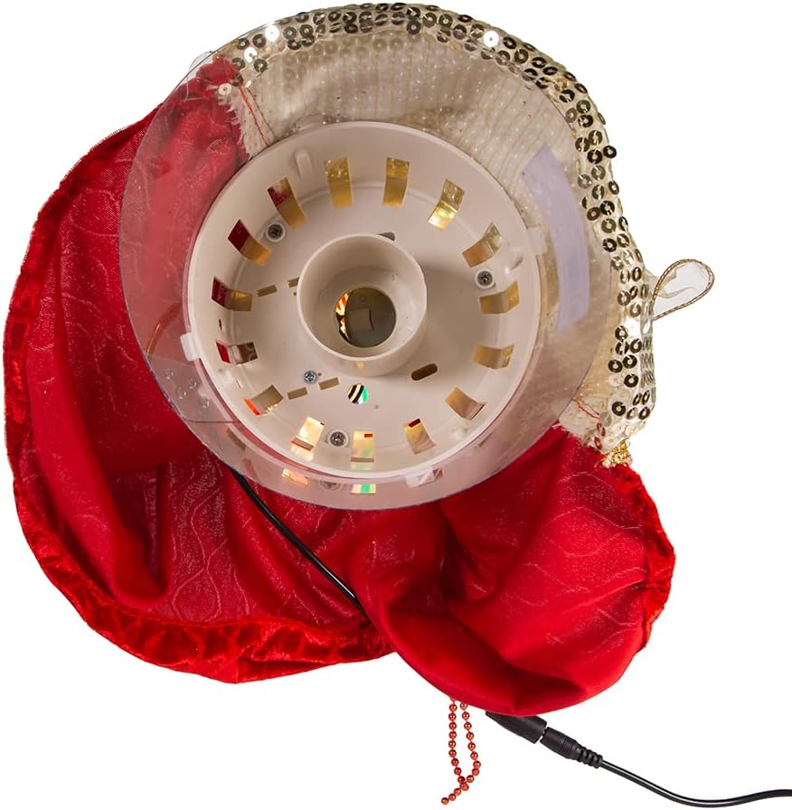 18-Inch UL 70-Light Fiber-Optic LED Red and Gold Angel Tree Top