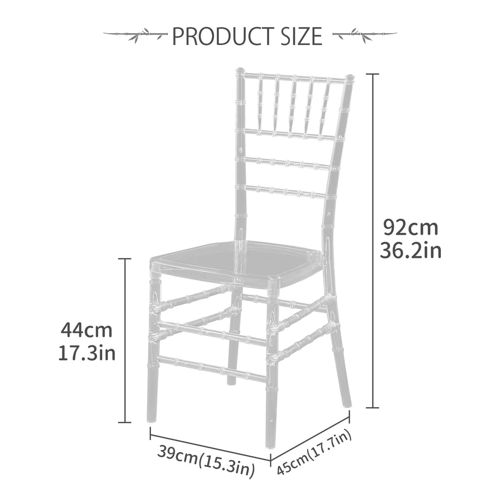 Clear Acrylic Ballroom Chairs, Transparent Plastic Chair, 1 Pack