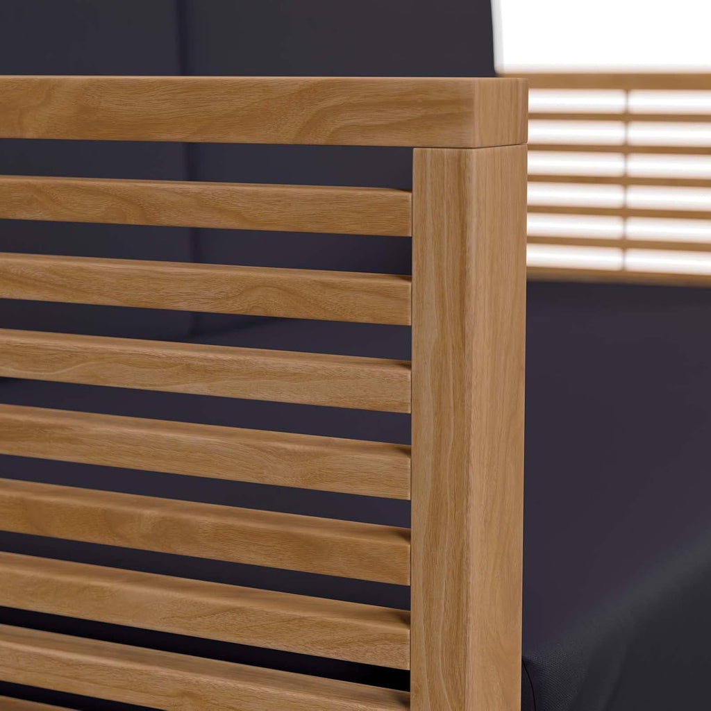 Carlsbad Outdoor Patio Teak Wood Loveseat in Natural Navy