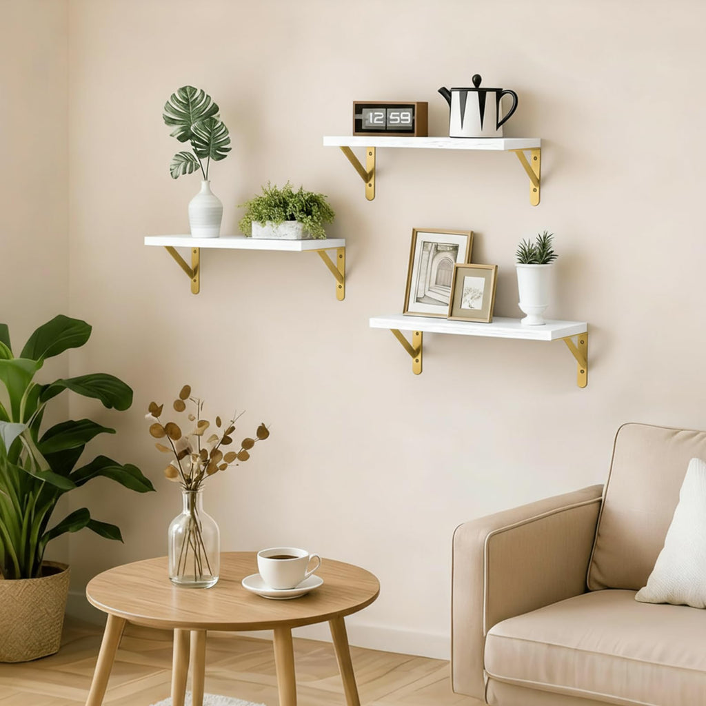 Wall Floating Shelves Decor (White, Set of 3, 16.5 Inch)
