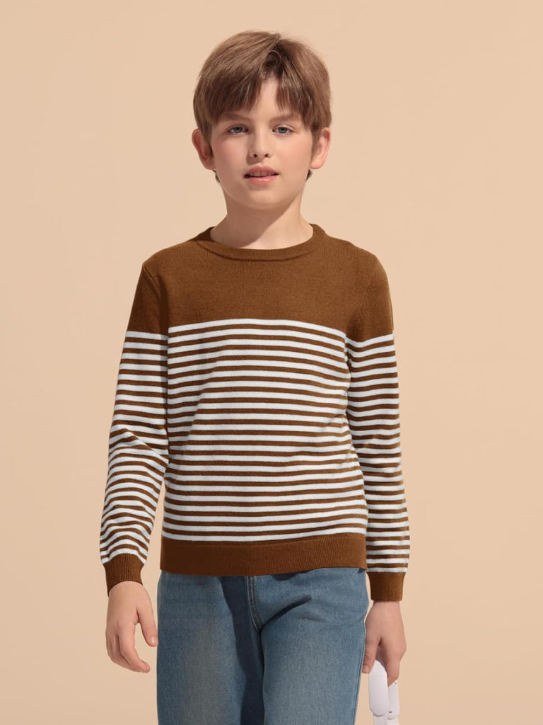Boys Striped Sweaters Kids Crewneck Pullover Sweater