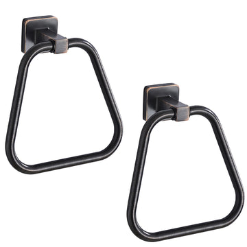 Oil Rubbed Bronze Towel Ring 2 Pack, Kitchen Bath Towel Holder Hangers Wall Mount Heavy Duty Stainless Steel