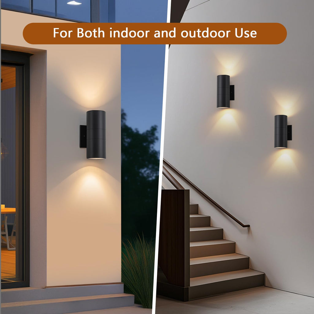 2 Pack Modern Black Outdoor Wall Light, Exterior Wall Sconce