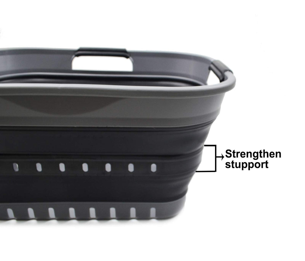 19L (5 gallon) Collapsible Super Mini 3 Handled Plastic Laundry Basket - Foldable Pop Up Storage Container/Organizer