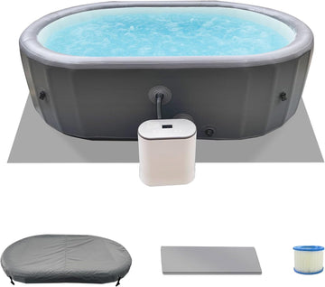 1-2 Person Inflatable Hot Tub - 100"*63"*28" Portable Outdoor spa with 180 AirJets & Smart Control