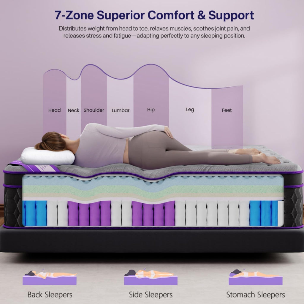 (Luxury Hotel) 14 Inch King Size Hybrid Mattress in a Box, Medium Firm | (2026 Upgraded) Mattress with Cooling-Gel
