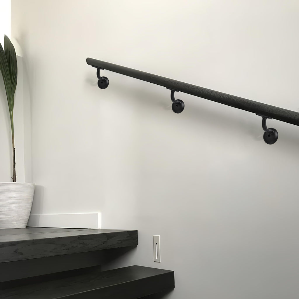 10 Pack Matte Black Hand Rail Bracket Heavy Duty Hardware for Stairways, Home or Office Stair Support Handrail