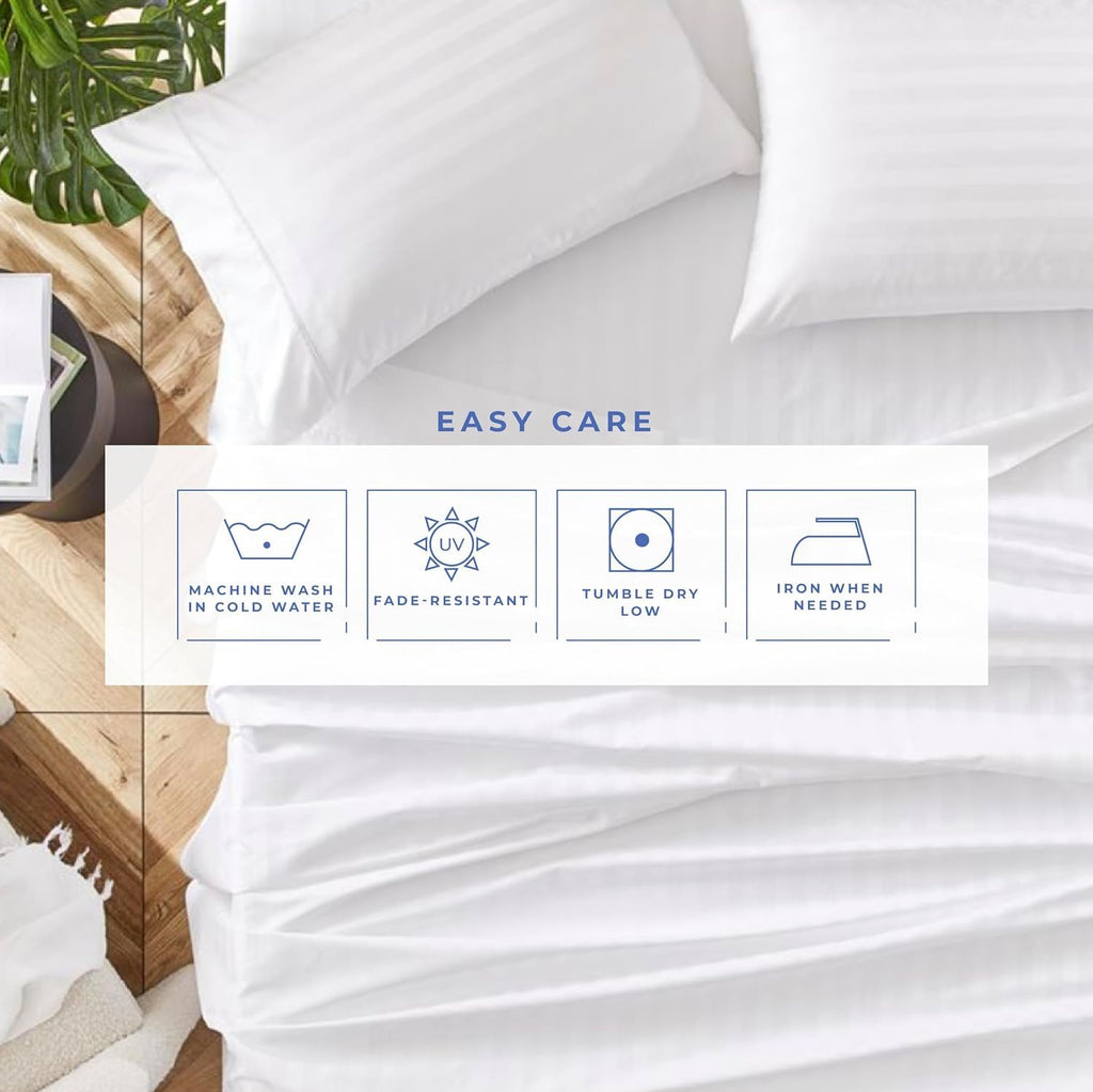 Luxuriate Hotel Hypoallergenic Ultra Soft Design 100% Egyptian Cotton Striped Duvet Cover with Zipper Colser