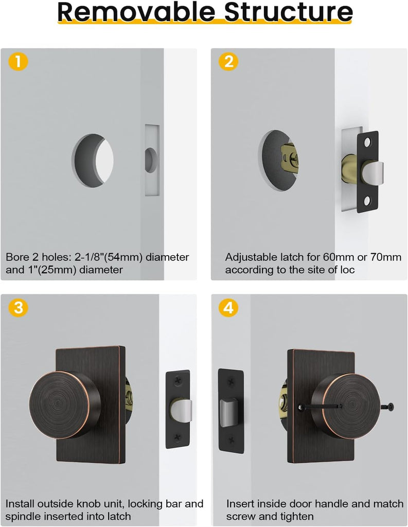 Oil Rubbed Bronze Passage Door Knob for Closet Interior,1 Pack