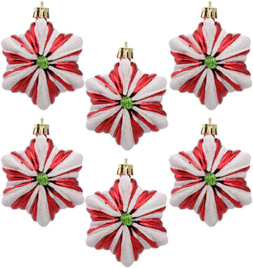 Peppermint Candy Ornament, Shatterproof Christmas Ball Hanging Ornaments Christmas Tree Decorations Christmas Ball - Set of 6