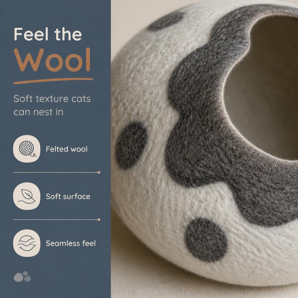 Cat Cave Bed, Cozy Pueblo Pattern, Gray White