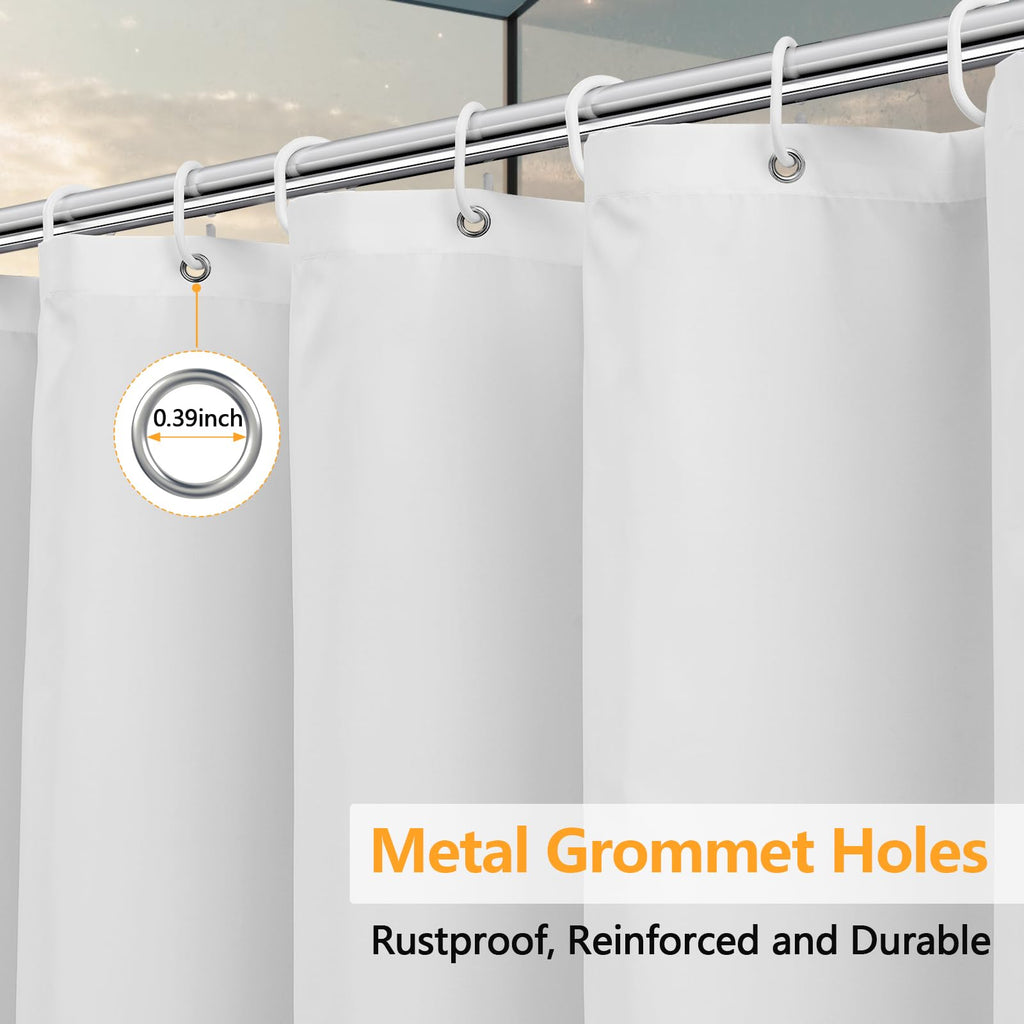 Extra Tall Waterproof Fabric Shower Curtain Liner 108 Inch Length, Washable Cloth Shower Liner with 3 Large Magnets