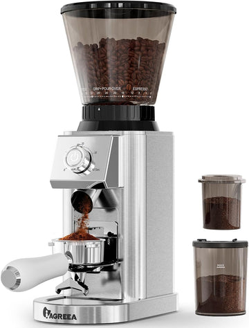 Coffee Grinder Use, Conical Burr Espresso Grinder 48 Grind | 450RPM Low-Speed Anti-Static, Precision Timer For Drip