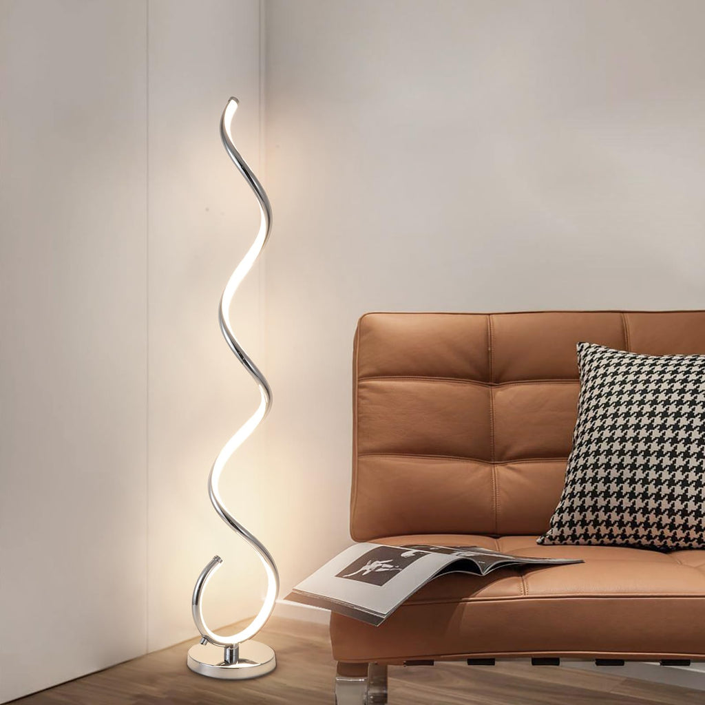 Spiral LED Floor Lamp, 40W Modern Floor Lamps with Remote Control, 3 Colors Stepless Dimmable Floor Standing Lamp