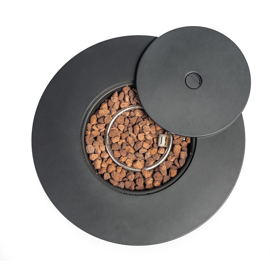 30'' Round Propane Fire Pit Table, 50, 000 BTU Steel Gas FirePit for Outdoor, Fire Table with Lid, Add Warmth &
