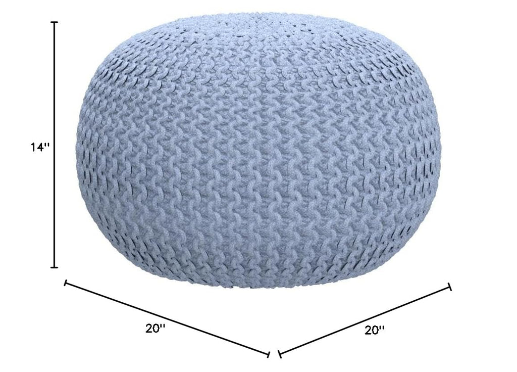 Round Pouf Ottoman (20 Diameter x 14 Height) Light Grey