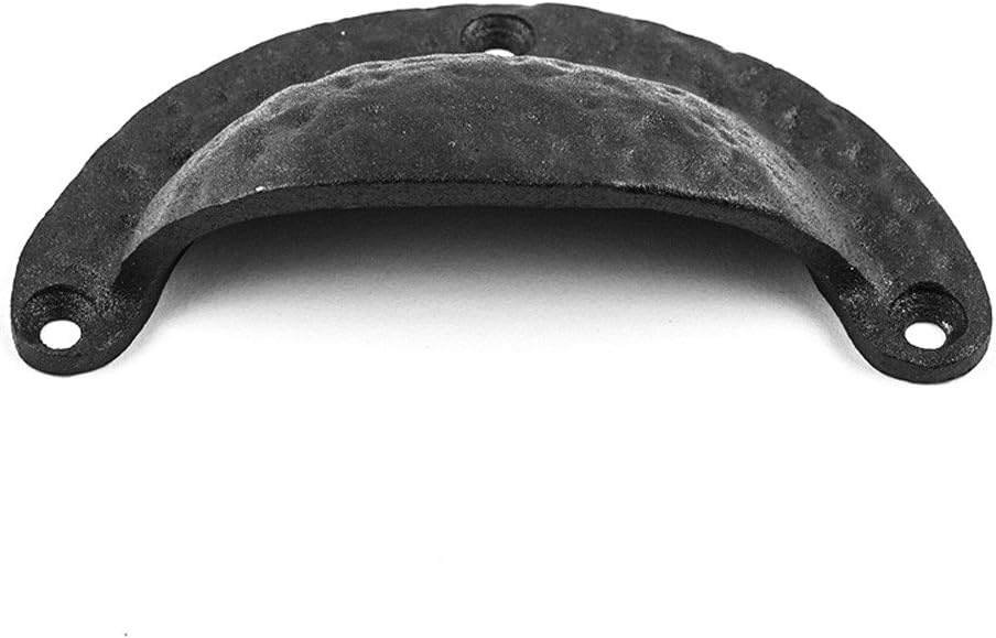 Black Iron Cup Bin Pull Cabinet Drawer Handle, Pack of 6