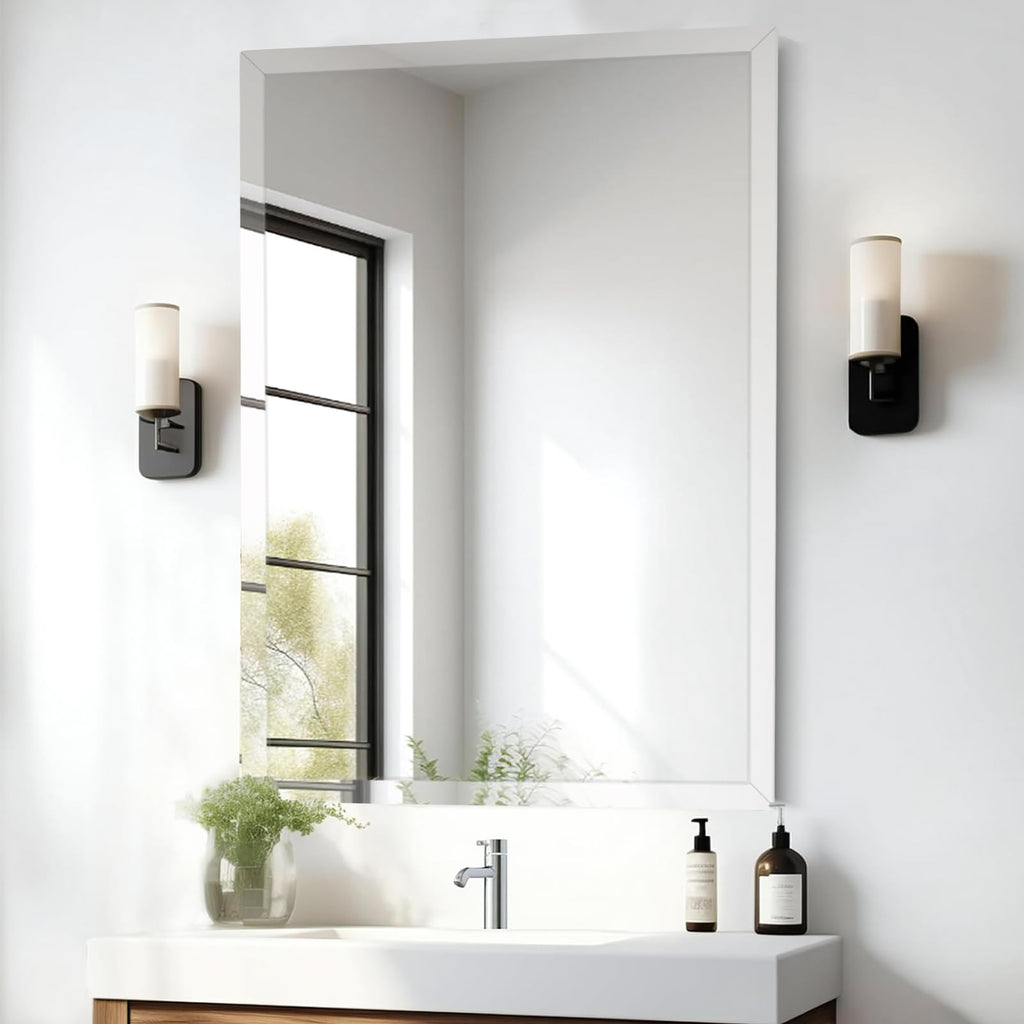 20x30 Inch Rectangle Frameless Mirror, Beveled Bathroom Mirror