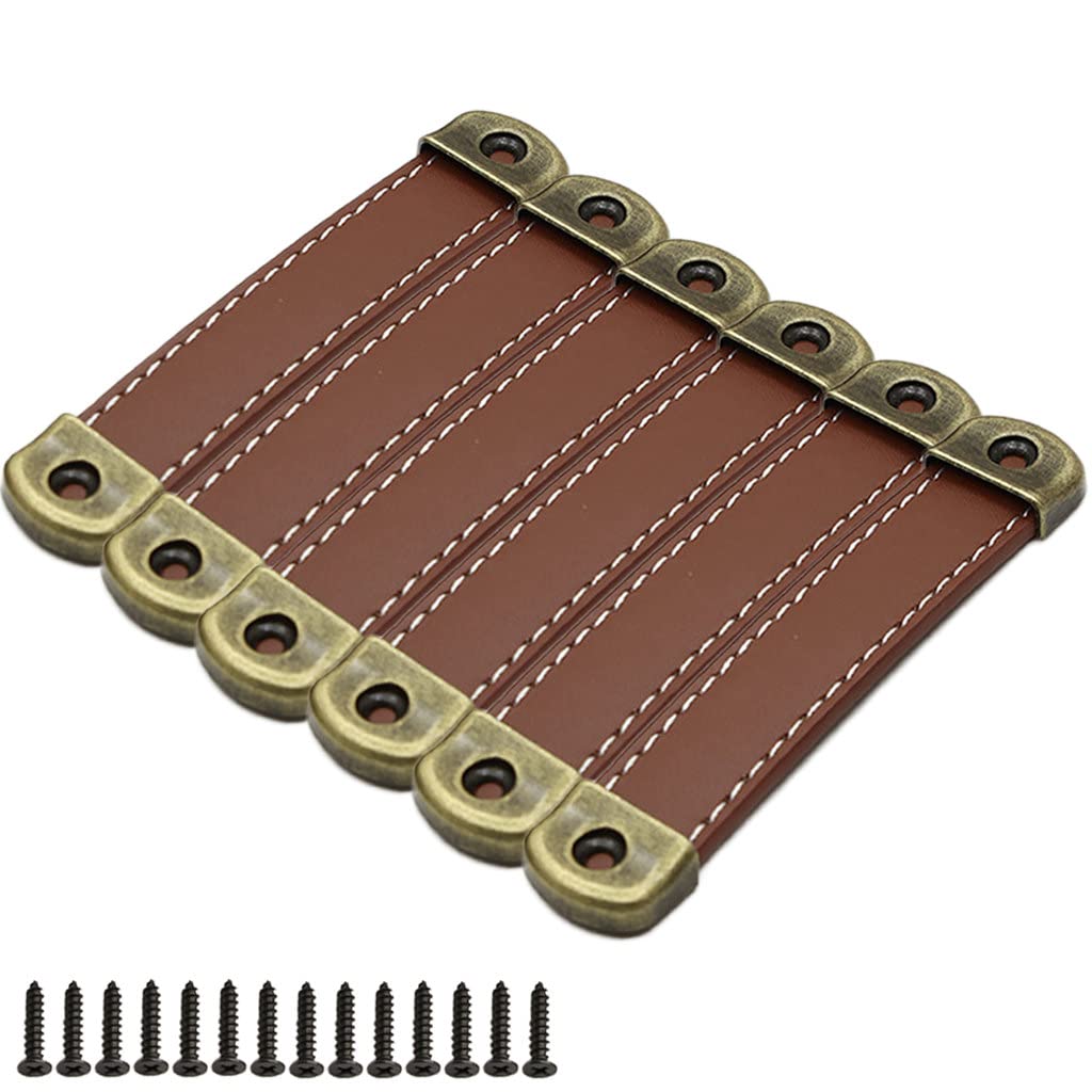 Leather Drawer Pulls with Iron Sheet Enhanced Bearing Capacity 6pcs Cabinet Pulls Wooden Box Pulls Gift Box Leather