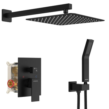 Shower Faucet Set 10-Inch Rainfall Shower Head Matte Black