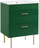 24-Inch Bathroom Vanity with Sink – Freestanding Cabinet, Modern Design, Green Finish