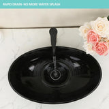 Kichae Oval Glass Vessel Sink - 21" x 14" Black Tempered Glass Bathroom Vessel Sink for Bathroom Vanity Above Counter